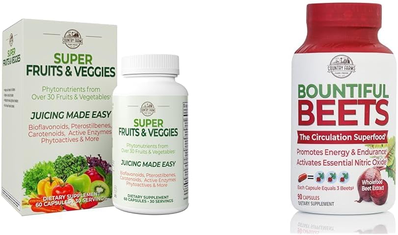 KRAJ HODOWLE Super Warzywa Przeciwutleniające immunologiczna energia Digestive Kapsułki + Bountiful Beets Nitric Oxide Cyrkulacja immunologiczna Kapsułki, 30 + 90 Służenie