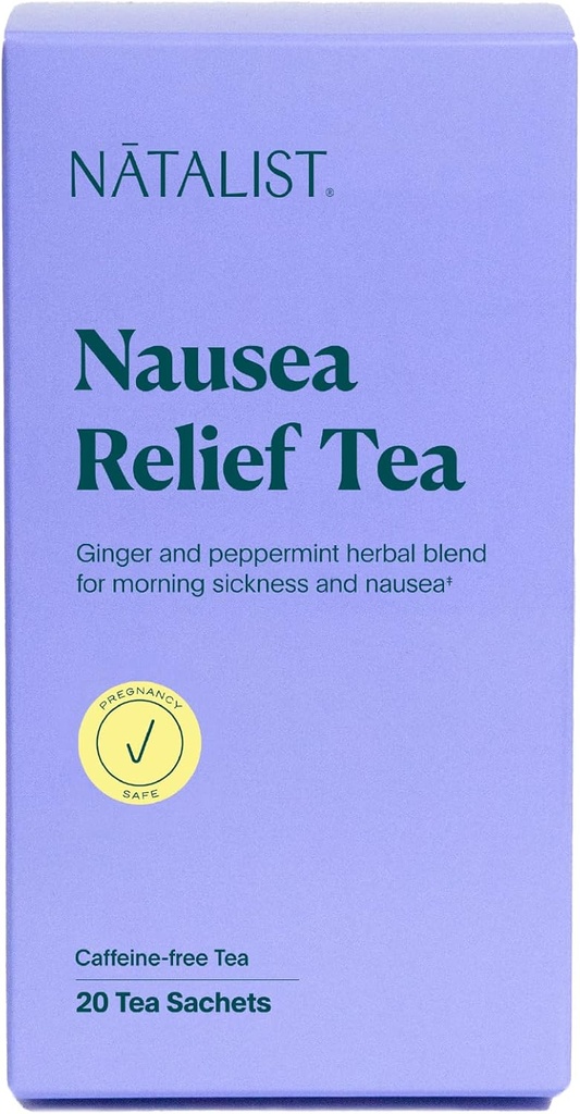 NATALIST Nudności ulga herbata łatwość ciąża poranne choroby Calming Plant-oparte Comfort Mieszanka dla kobiet - Digestive Soothing Organic Ginger & Peppermint - Wegan, Gluten- Free, Kawa - 20 Torby