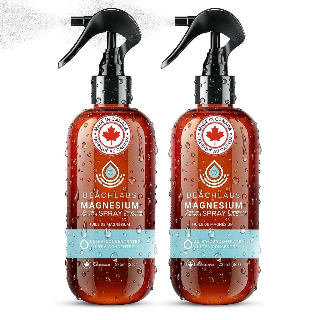 Rozpylacz magnezowy (2- Pack) - Ocean Sourced & 100% Canadian Made 124; Rozpylacz magnezowy do stóp i ciała 124; Czysty koncentrat wody morskiej z Synergistic Trace Minerals dla Wellness 124; (8 oz)