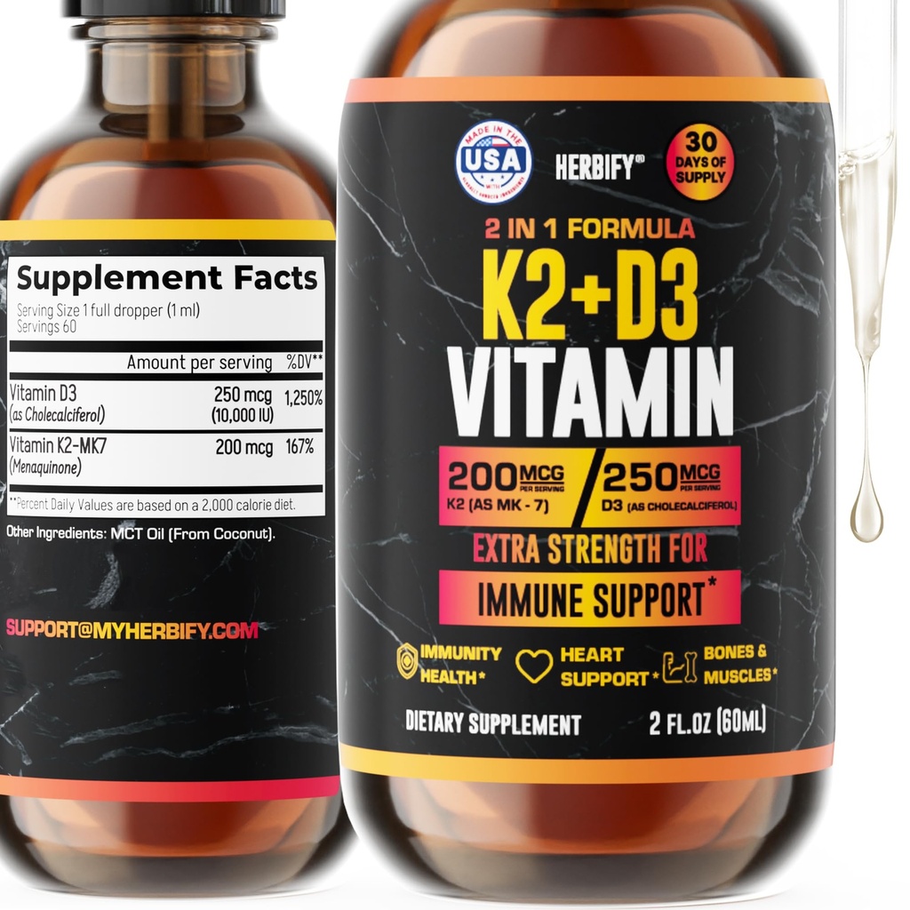 Witamina D3 K2 Krople - Witamina D3 10000 Iu Płynne Krople K2
