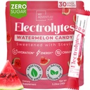 Zero Sugar Arbuz Cukierki Elektrolity w proszku Pakiety (30 Pack) - Wszystkie naturalne składniki, Kofeina Free Energy do odświeżania Nawodnienie - Wegan, Keto, Paleo Sugar Free Electrolytes w proszku bez cukru