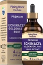 Piping Rock Echinacea Goldenseal nalewka 124; 4 Fl Oz płynne krople 124; Alkohol wolny Herbal Extract 124; Wegetarianin, Non-GMO, Gluten