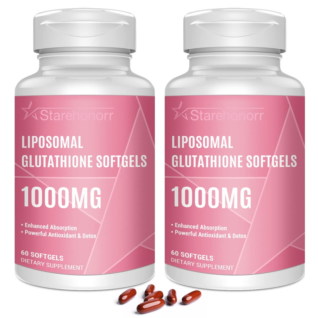 Liposomal Glutathione Softgels 1500MG, Zmniejszony suplement glutationu z witaminą C, Lepsza absorpcja, Nie-GMO Potężny przeciwutleniacz do zdrowego starzenia, Detox, Immune Health, 120 Softgels