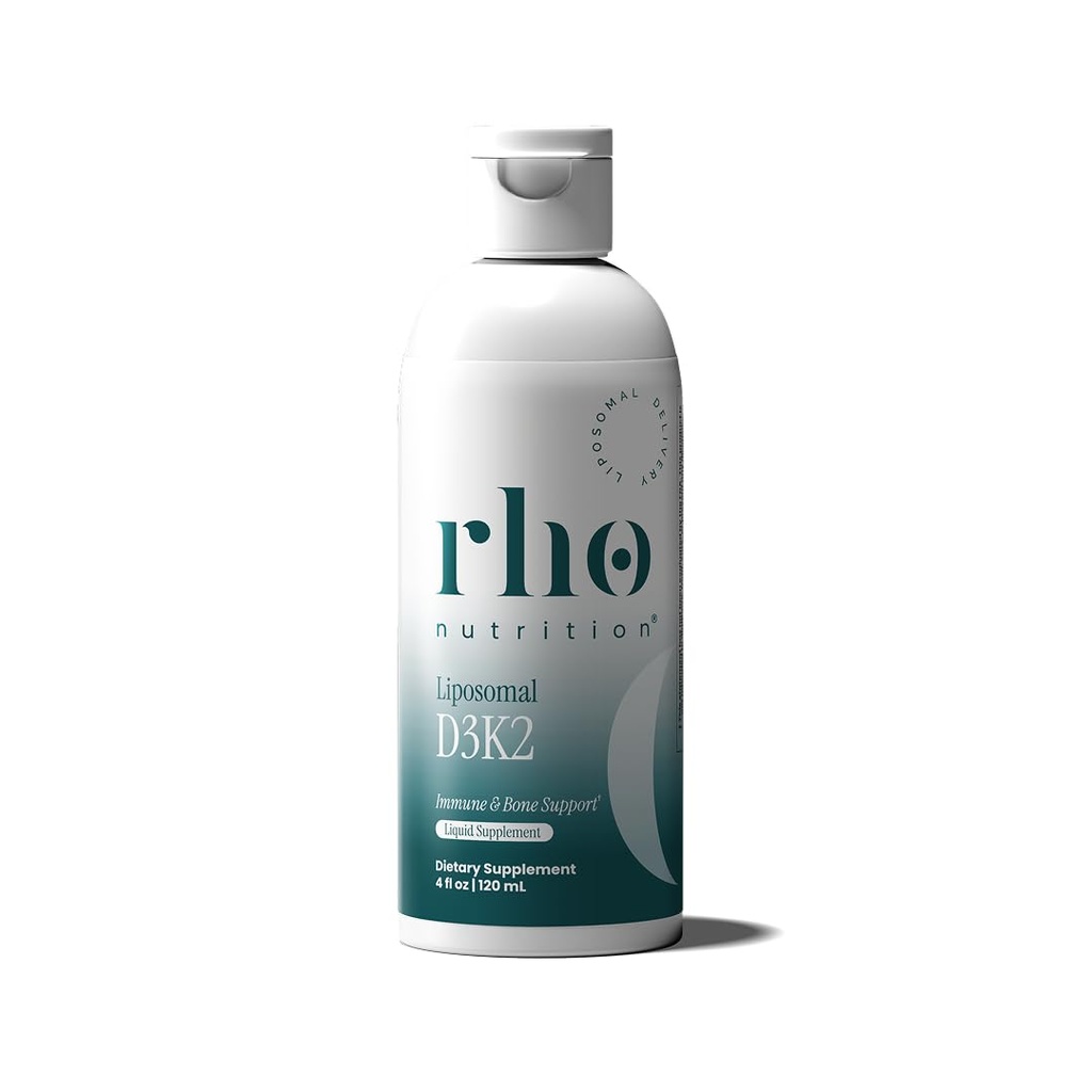 Rho Nutrition Liposomal D3K2 - Ultra High Absorption Liquid Vitamin D3 i suplement K2 - Wzmacnia system immunologiczny i ogólny stan zdrowia; wspomaga silne kości i mięśnie oraz zdrowe serce
