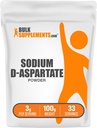 BulkSupplements.com D- asparaginian sodu proszek - suplementy sodu, asparaginian sodu proszek - suplement elektrolitów, bez glutenu, 3g na jedną porcję, 100g (3,5 oz) (opakowanie po 1)