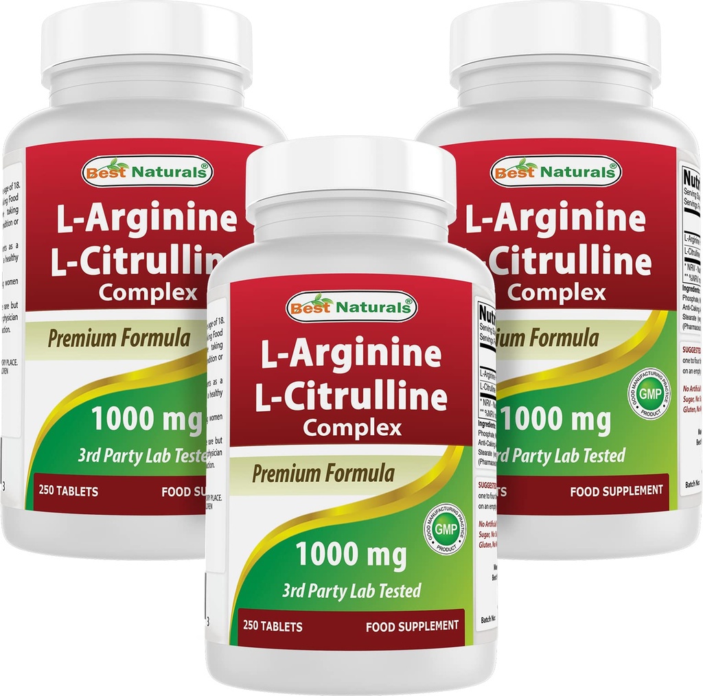 Najlepszy Naturals L- Arginine L- Citruline Complex 1000 mg 250 tabletek (250 sztuk (opakowanie po 3))