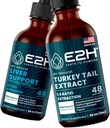 E2H: Suplement do wsparcia wątroby i ekstrakt z grzyba indyka ogona 124; Wegan, Non-GMO - 2 Fl Oz Each (4 Fl Oz Total) - Bundle