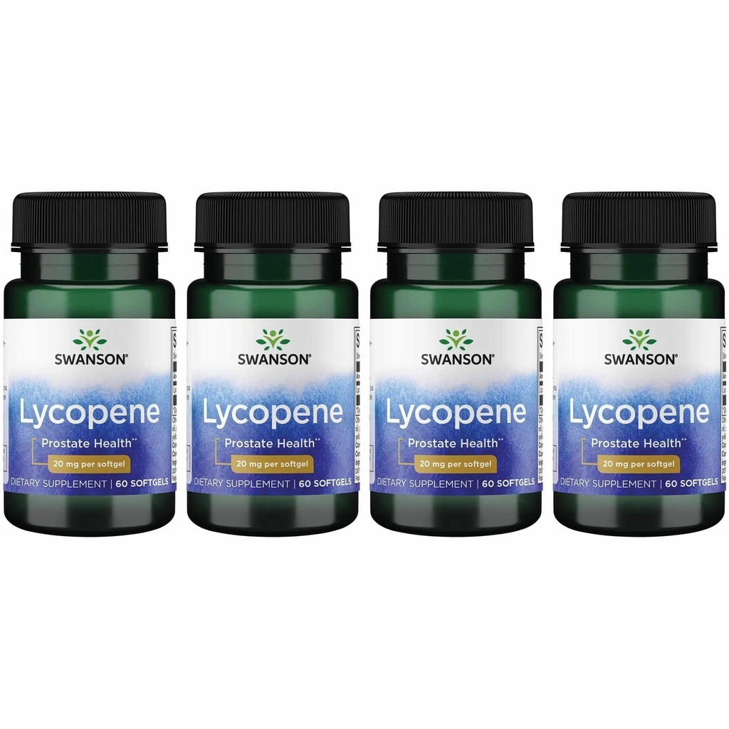 Swanson Lycopene - Natural Supplement Promotion Prostate Health, Heart Health, & Wspiera ciśnienie krwi w normalnym zakresie - Mens Health Supplement - (60 Softgels) 4 Pack