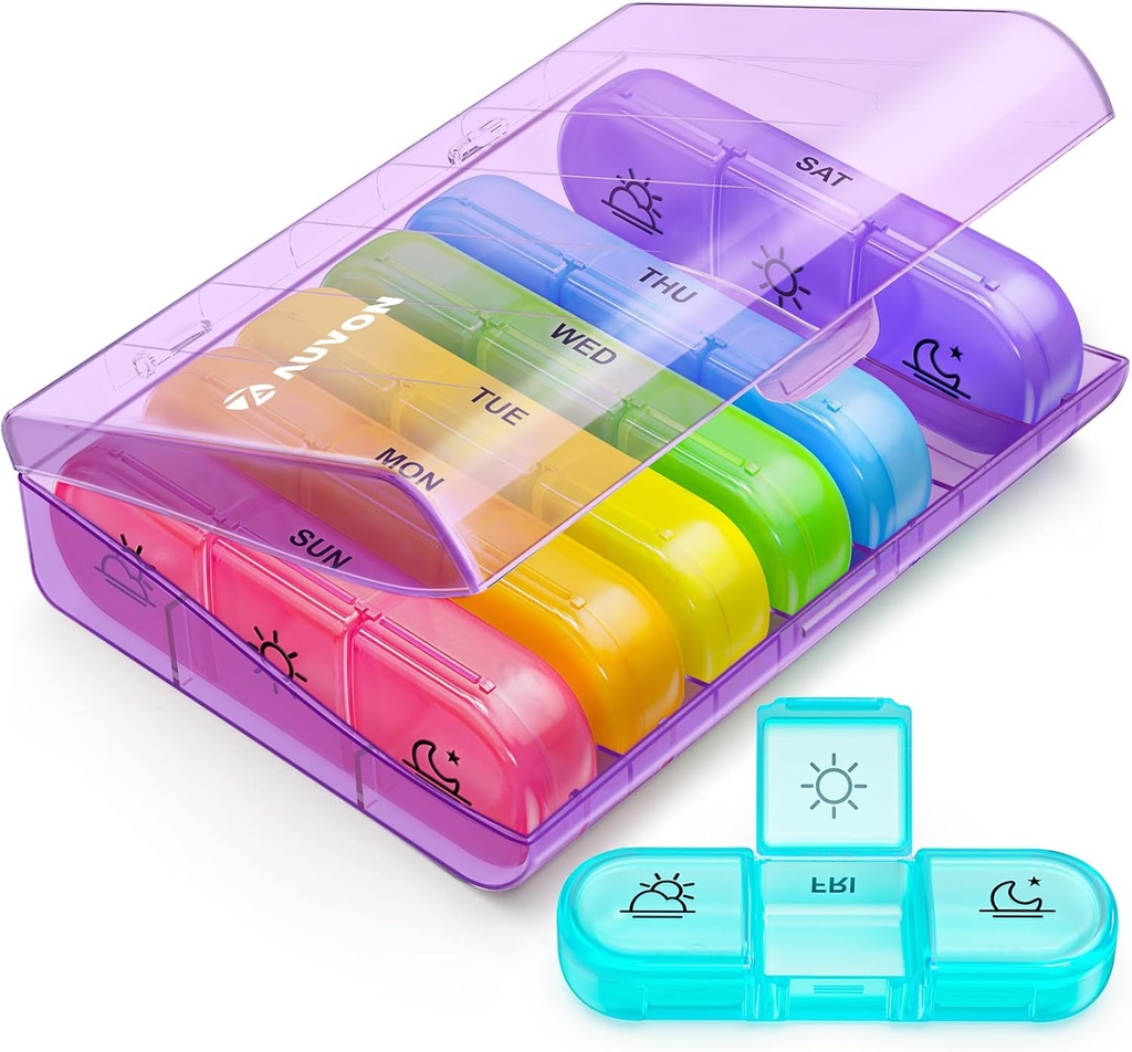 AUVON Cotygodniowy Pill Organizator 3 razy dziennie, duży 7 dzień Pill Box 3 razy dzień z oddzielnym kontenerem, Przenośny Pill Case for Medication, Witaminy, Olej rybny i suplementy