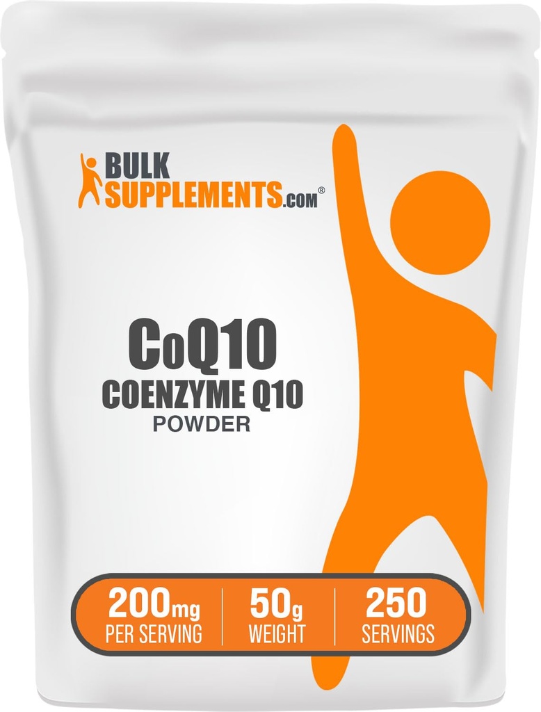 BulkSupplements.com Koenzym Q10 Proszek - Koenzym Q10 200 mg Suplement, Suplement odżywczy - Bez glutenu, 200mg na Podawanie, 50g (1.8 oz) (Opakowanie po 1)