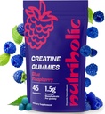 Jednowodzian Gummies dla mężczyzn i kobiet - Łatwe w trawieniu, Wegan, Gluten- Free, Non-GMO, 1,5 g Kreatyny na Gummy - 45ct (45 Count, Blue Malina)