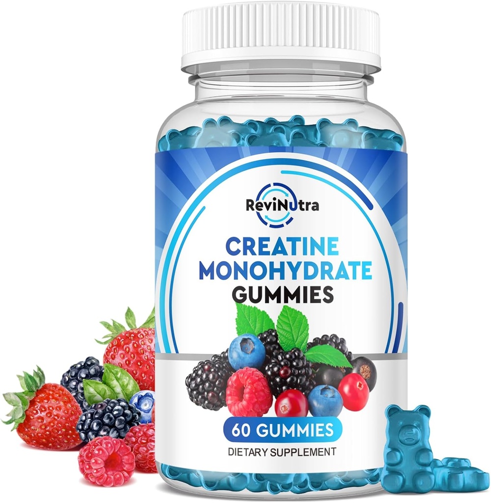 Jednowodzian kreatora Gummie dla mężczyzn i kobiet, Jednowodzian do żucia z witaminą B12 do wzrostu mięśni i recoverywegan, mieszany aromat jagodowy, 60 Gummies