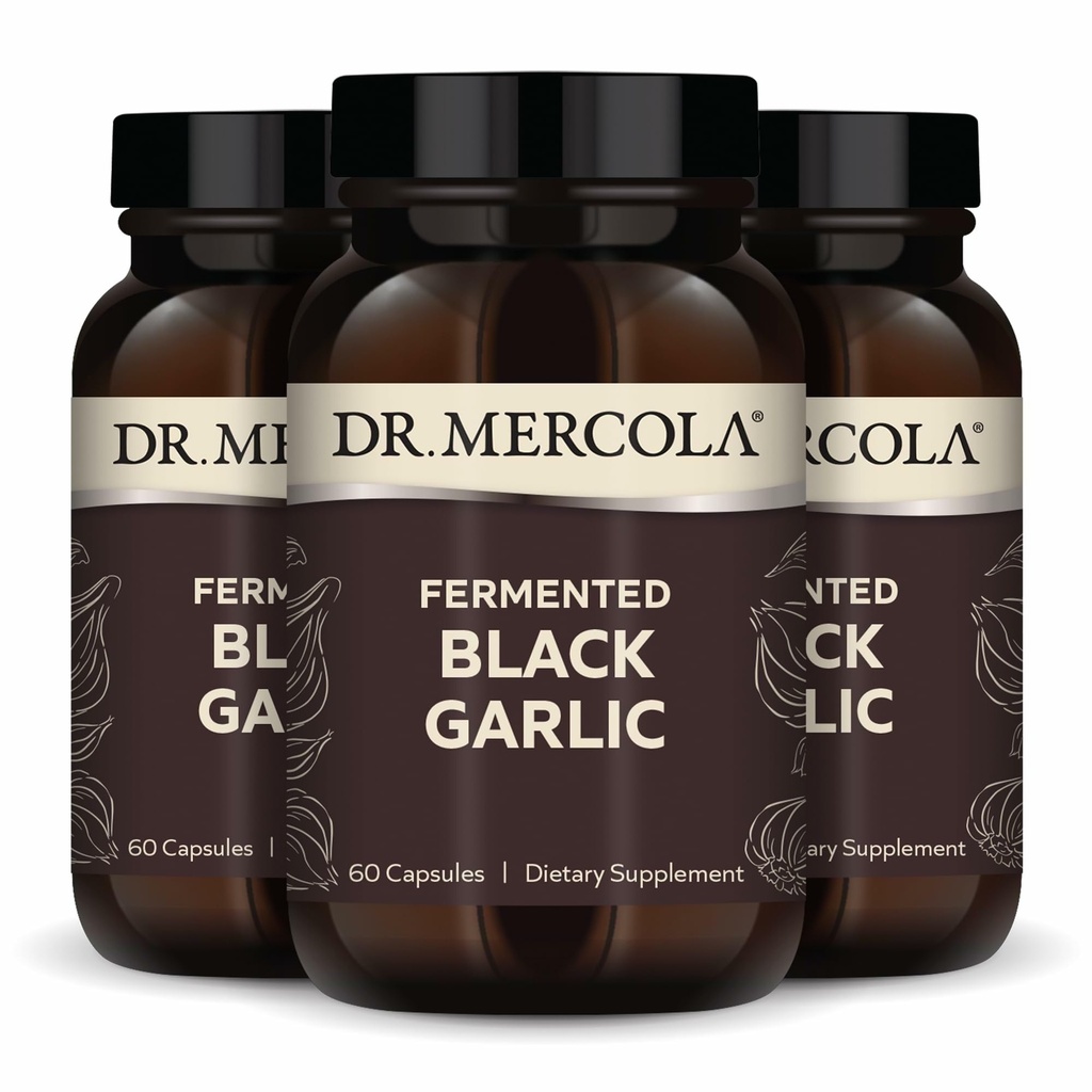 Dr. Mercola fermentowany czarny czosnek, 90 Służenia (180 Kapsułki), Suplement diety, Wspiera zdrowie immunologiczne, Non-GMO