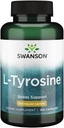 Swanson L- Tyrosine - suplement aminokwasów promujący wsparcie stresowe, funkcję kognitywną i mentalną klarowność - pomaga wspierać ogólne zdrowie mózgu - (100 kapsułek, 500 mg każdy)