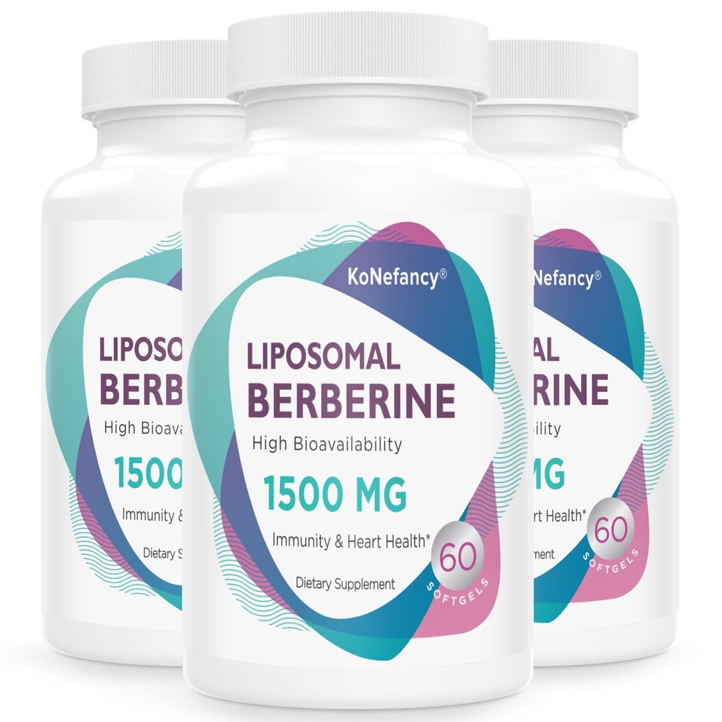 Berberine HCL Suplement 1500mg - Wysoka biodostępność Liposomal Berberine Kapsułki dla kobiet i mężczyzn, aktywator AMPK dla zdrowia sercowo-naczyniowego, Bez cukru, Non-GMO, 180 Softgels