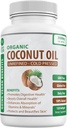 Organiczny olej kokosowy kapsułki 2000mg - 100% Extra Virgin, Cold Pressed for Healthy Skin, Dodatkowy wzrost włosów, Pielęgnacja paznokci, Booster mózgu - 120 Softgels - Nierafinowane Czyste i nie GMO Pigułki - Bogaty w MCT