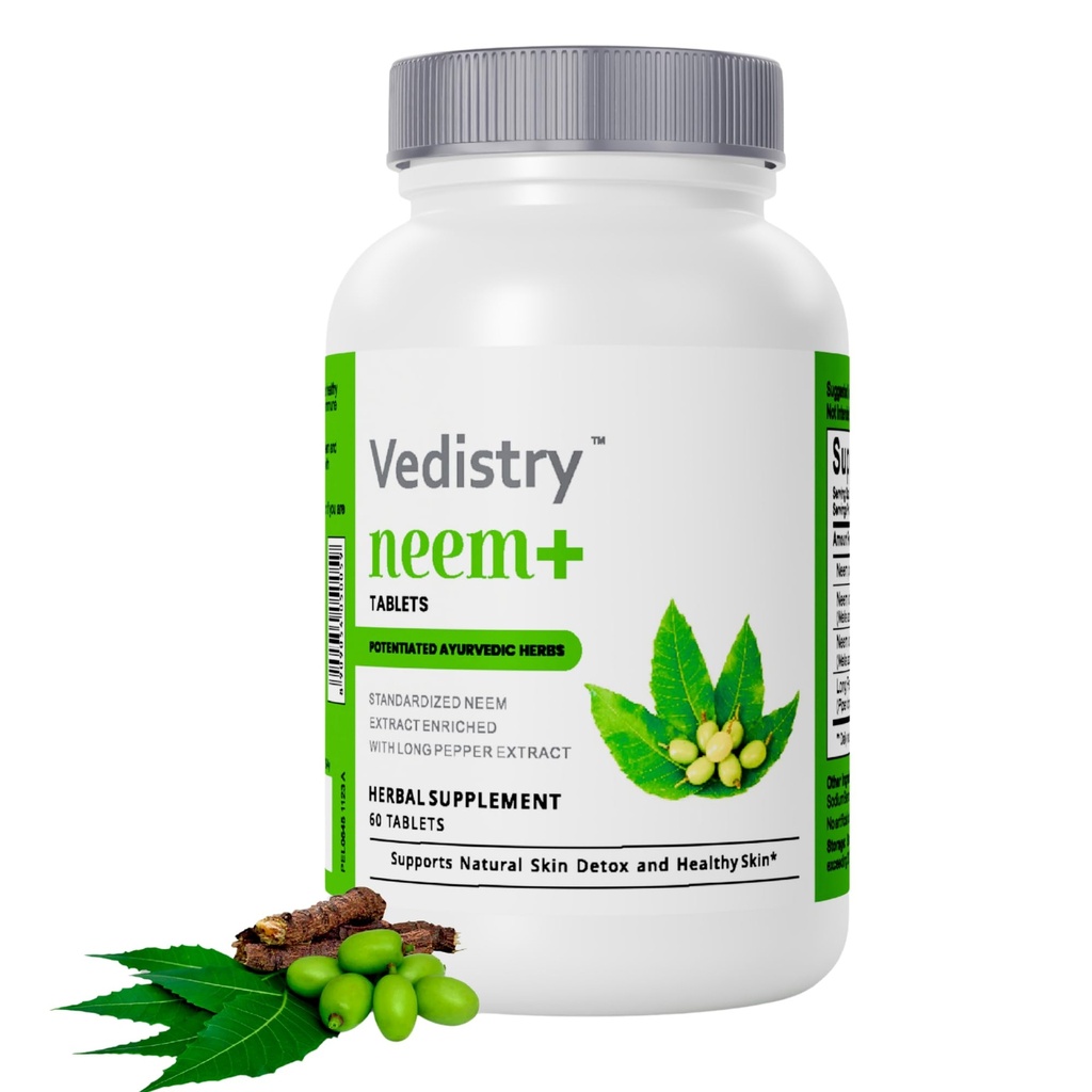 Neem + Ekstrakt liści Suplementy 124; 1100mg Wspiera Czystą Skórę, Detoksykację i Immunoxification Health 124; Zmniejsza trądzik i Promotes Zdrowej Skóry Długim Pepper 124; 60 Wegańskie tabletki