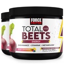 FAKTOR FORCE Total Beets Energy Drink Mix 2-Pack, Superfood Buek Root Powder, Azotany do Boost Energy, Obwody pomocnicze, Przepływ krwi, Tlenek azotu i Stamina, Suplement do serca, 60 Służenie