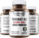 Vegan Labs Tongkat Ali 200:1 Extract, 1200MG Per Servings- 180 Vegan Capsules- Supports Energy and Stamina- Gluten Free, Non-GMO Premium Quality Supplement
