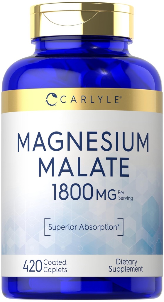 Carlyle Magnezu Malenian 124; 1800mg XI124; 420 Coated Caplets XI124; Wegetarianin, Non-GMO, Gluten Free Supplement