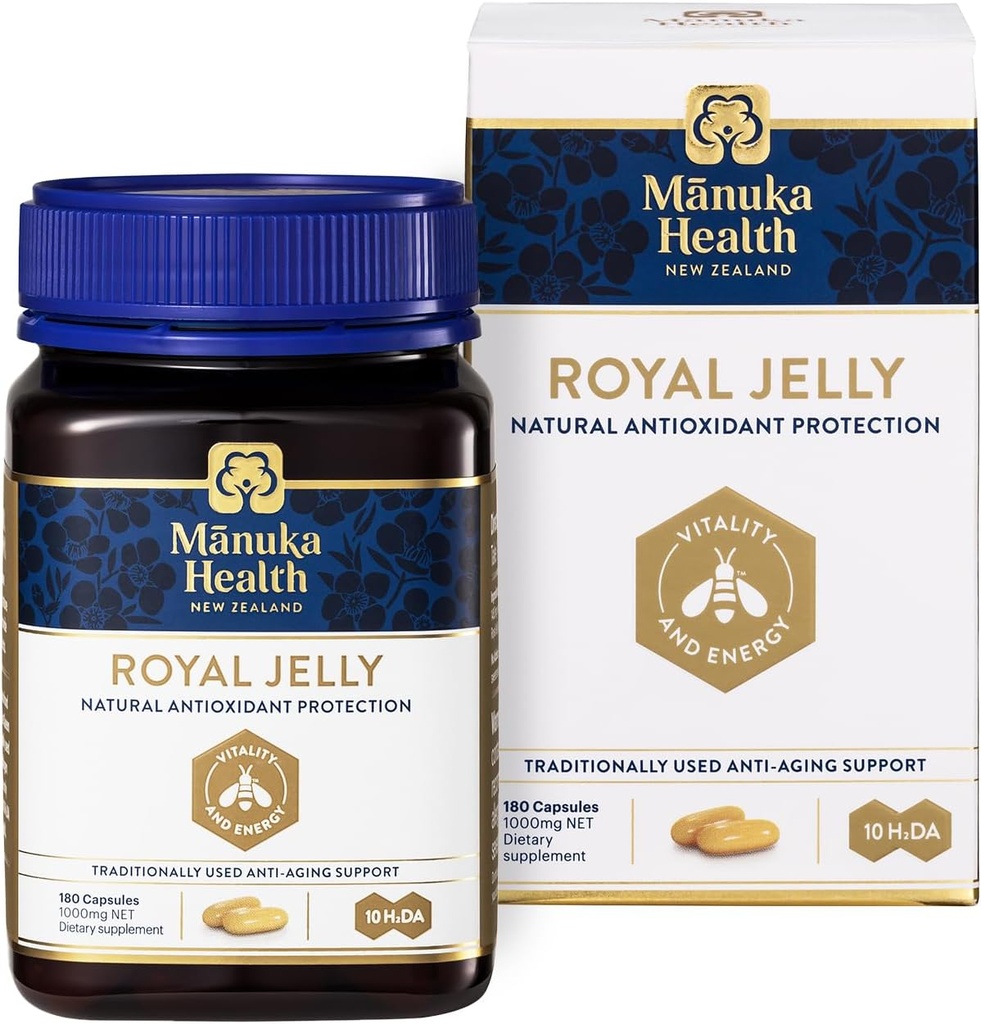 Manuka Health Royal Galaretka Kapsułki, 1000mg NET - 180 Count (3- Month Supply) - Tradycyjny suplement Anti Aging z Nowej Zelandii