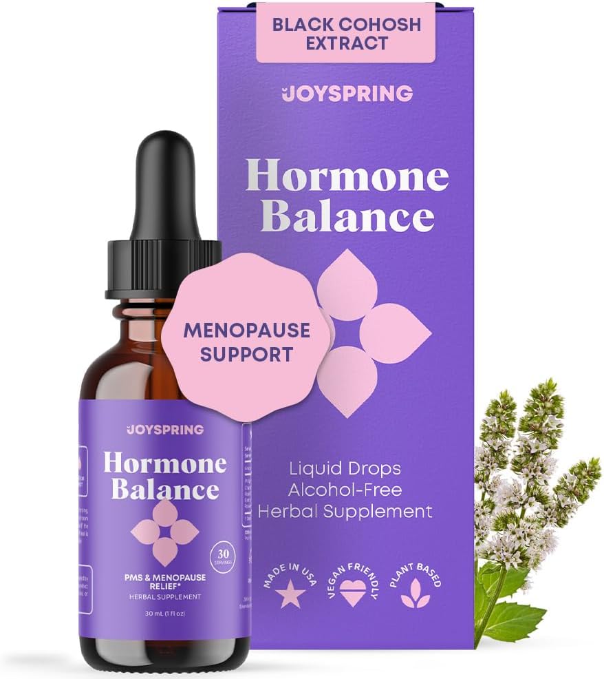 JoySpring Hormon Równowaga dla kobiet 124; Naturalne suplementy menopauzy z Black Cohosh Bilans 124; Wsparcie Hot Flash Relief & PMS Relief dla Menstrual Herbal Support