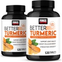 FAKTOR ZAWIERAJĄCY LEPSZE TURmeric 2- Pack Joint Supplement Supplement Supplement Featuring HydroCurc Turmeric Curcumin with Black Pepper, Siła kliniczna Joint Supplement, 240 Tablets, White Packaging