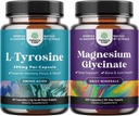 Paleta Wolnej Formy L Tyrosine 500 mg Kapsułki - Wysoka wytrzymałość L- Tyrozyna Suplement dla energii psychicznej i Focus Support i Magnezu Glycinate 400mg Na Podawanie dla Mood Sen i Relaks