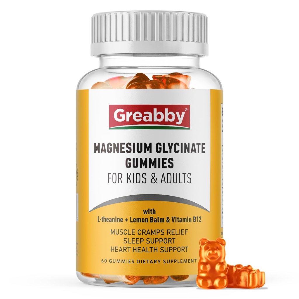 Glucynian magnezu dla dzieci i dorosłych - Glicynian magnezu 300mg Suplement do żucia - Promotes Sleep, Muscle, Relaxation (60Count)