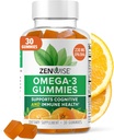 Zenwise Health Omega 3 Suplement Gummy - Suplement Burpless Omega 3 Suplement z DHA & EPA Kwasy tłuszczowe dla zdrowia immunologicznego - Zrównoważony olej rybny, olej lniany i witamina E - 30 Gumiaki