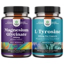 Paleta Magnezu Glicynian 400 mg Kapsułki i mocny L Tyrozyna 500 mg Kapsułki - dla wsparcia snu kości Zdrowie Odzysk mięśni - Amino Acid Nutritional Supplement for Brain Health Tyroid Support