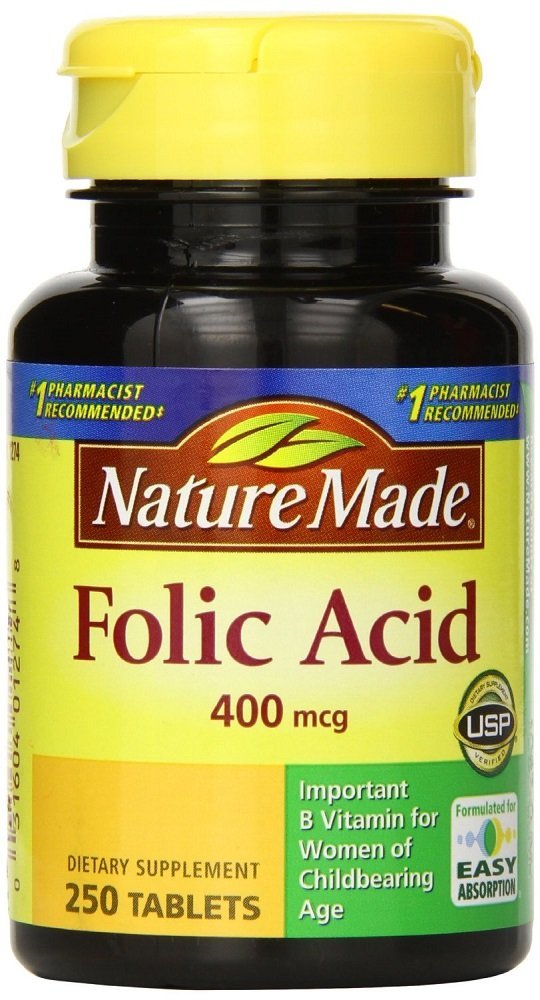 Nature Made Folic Acid 400 µg 250 Count (4 opakowania)
