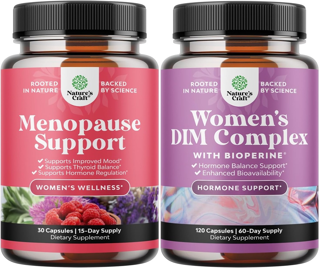 Paleta Kompletnego Ziołowego Suplementu Menopauzy dla Kobiet - Multibenefit Menopauza Równowaga Hormonów, i mocny Suplement DIM dla Kobiet z DIM i Black Pepper Menopauza Wsparcie i PMS Ulgi
