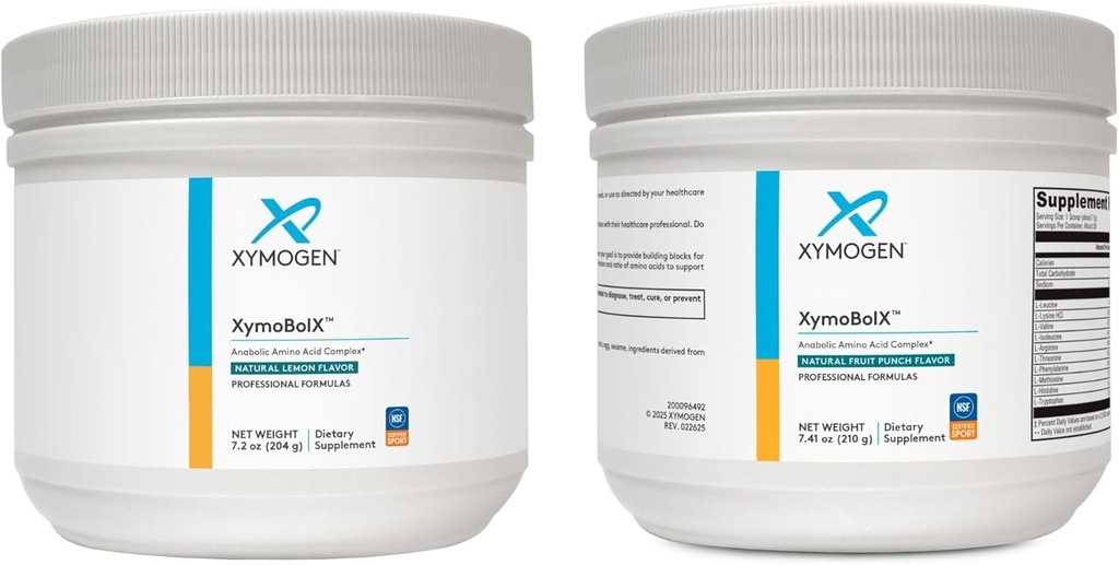 XYMOGEN XymBolX Fruit Punch i Lemon Flavor Bundle - BCAA Proszek do promowania odzyskiwania mięśni z L Argininy, L Leucyna, L Metionina + L Tryptofan (2 butelki, 7.20z każdy)