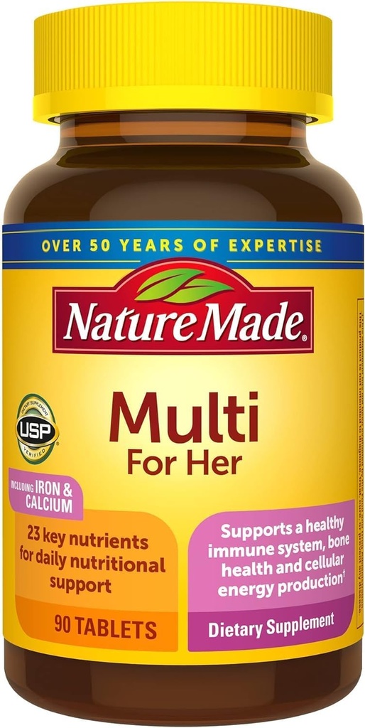 Nature Made Multivitamin dla niej, Codzienne wsparcie żywieniowe Multivitamin dla kobiet, Nature Made Women Vitamin & Minerals, 90 Tablets, 90 Day Supply