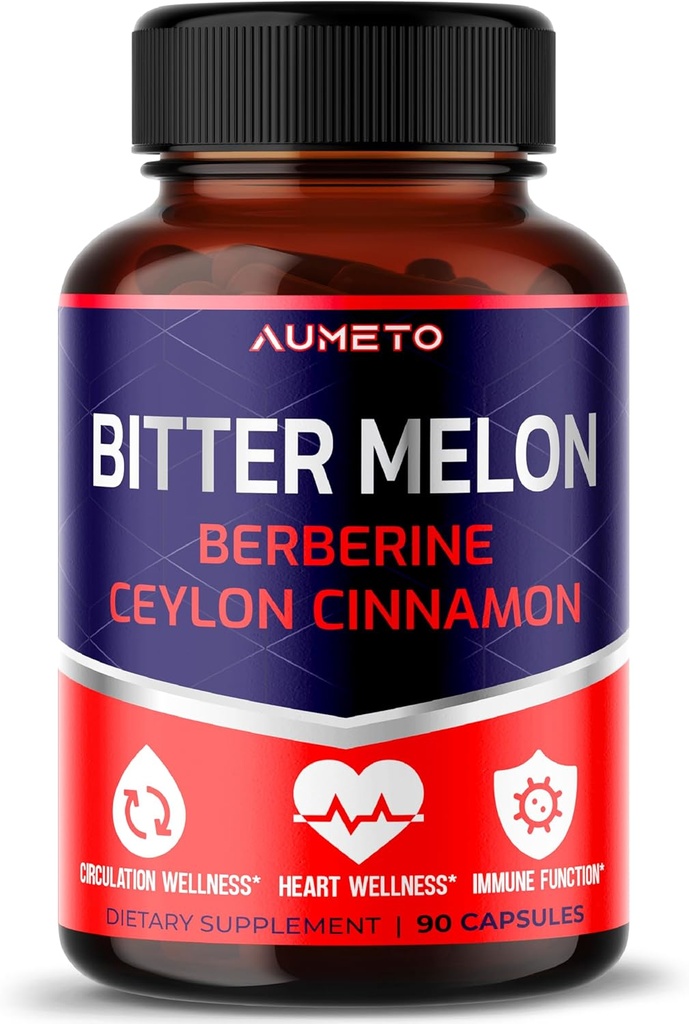 Bitter Melon kapsułki - wzmocnione berberberyjskim ceylońskim cynamonem do cyrkulacji Wellness i funkcji immunologicznych (90 liczenie (opakowanie po 1))