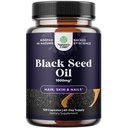 Kapsułki oleju z ziaren czarnych tłoczonych na zimno - Wegegan Nigella Sativa Czarny Kmin Nasienie Kapsułki z Omega 3 6 9 Przeciwutleniacze i Thymochinon do wzrostu włosów immunologiczne wsparcie wspólnego zdrowia i trawienia