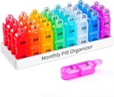 Daviky Monthly Pill Organizer 2 Times a Day - 30 dni Pill Box AM PM, BPA Free One Month Medicine Organizator dwa razy dziennie, 31- Day Case to Hold Vitamin, Suplementy i Leki