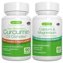 Algae Calcium & Magnezu Complex + Wysoka Absorpcja Curcumina C3 Complex, Wegan Bundle for Bones, Joints & Recovery from Exercise, by Igennus