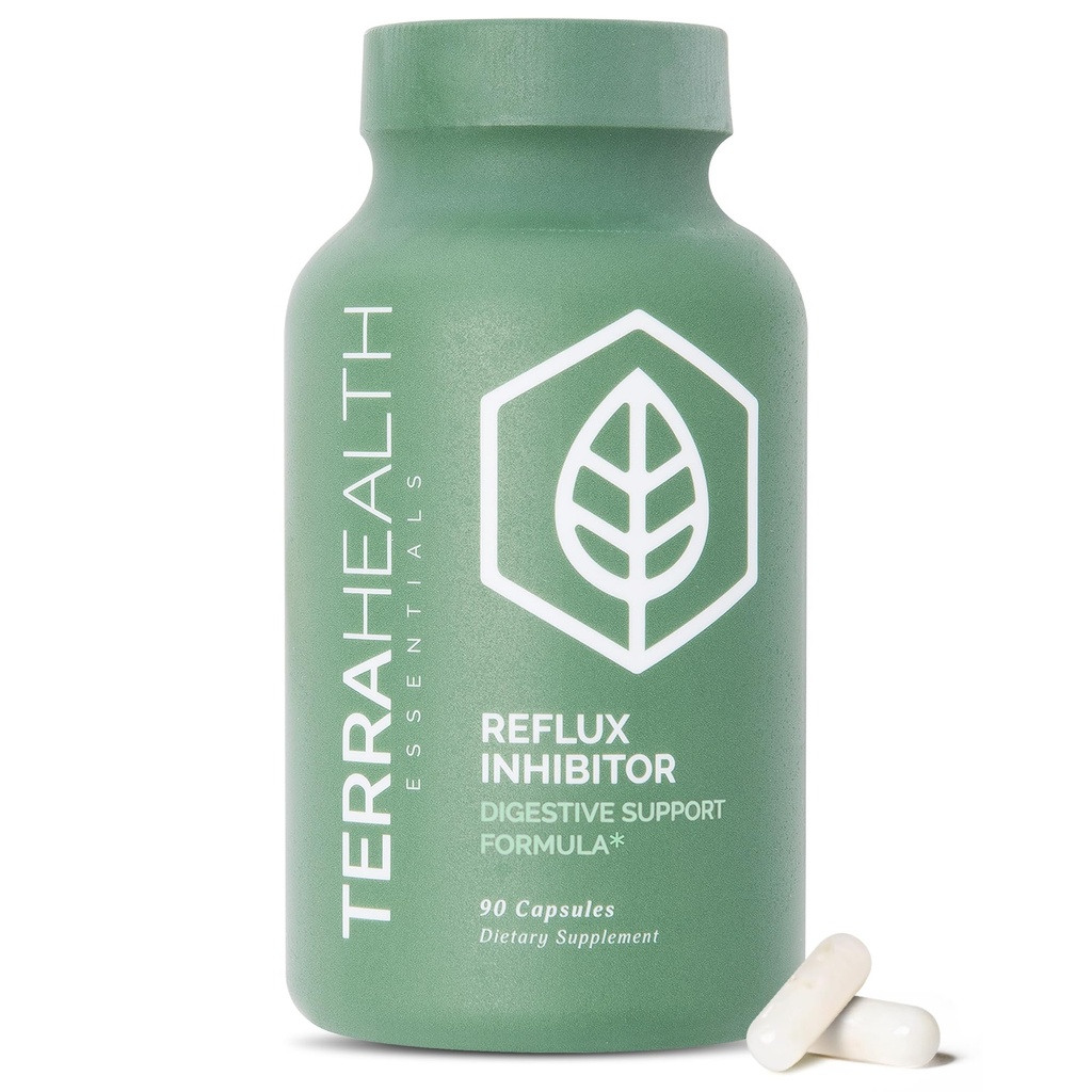 Terra Health Essentials - Inhibitor Refluktuacyjny 124; Niestrawność Relieve i Heartburn 124; 30- Day Supply (90 Kapsułki)