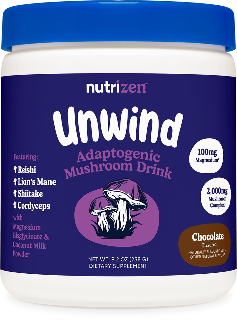 Nutricost Nutricost PM Unwind Adaptogenic Mushroom Drink (Czekoladowy aromat) 30 Słupki - Obejmuje Reishi, Lwie grzyba, Shiitake, Cordyceps