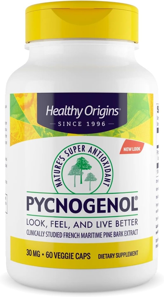Zdrowe początki Pycnogenol 30 mg (Nature 's Super Antioksydant, Non-GMO, Gluten Free, Kardioviral Support), 60 Veggie Caps