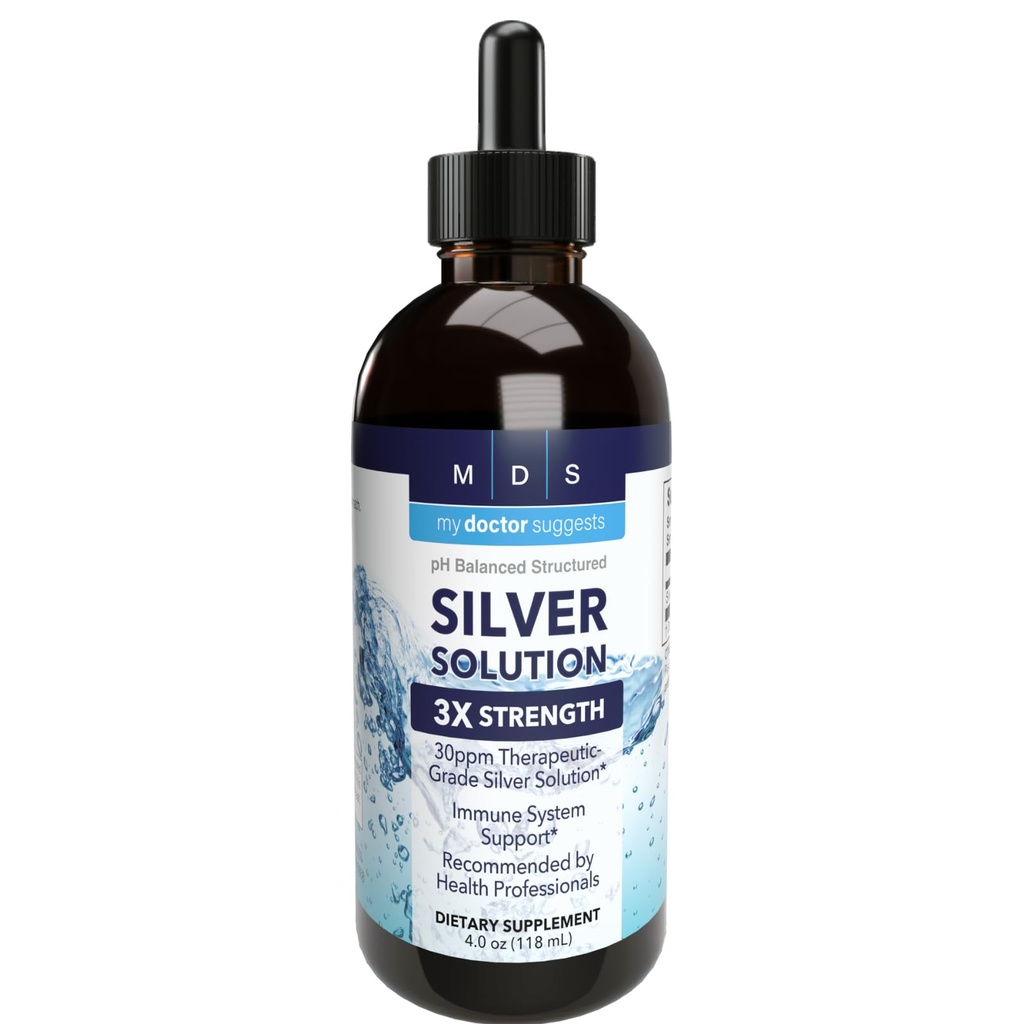 Alkaline Structured Silver Liquid 30ppm - Advanced Immune Support Liquid Drops - Extra Force Colloidal Silver Mineral Supplements - Made in USA (4 oz)