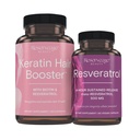 Reserverage Nutrition Keratin Hair Booster z Biotin & Resveratrol, Supplement wzrostu włosów i paznokci, 120 Kapsułki (60 Servings) & Resveratrol 500 mg, Wspiera zdrowe starzenia i układu immunologicznego