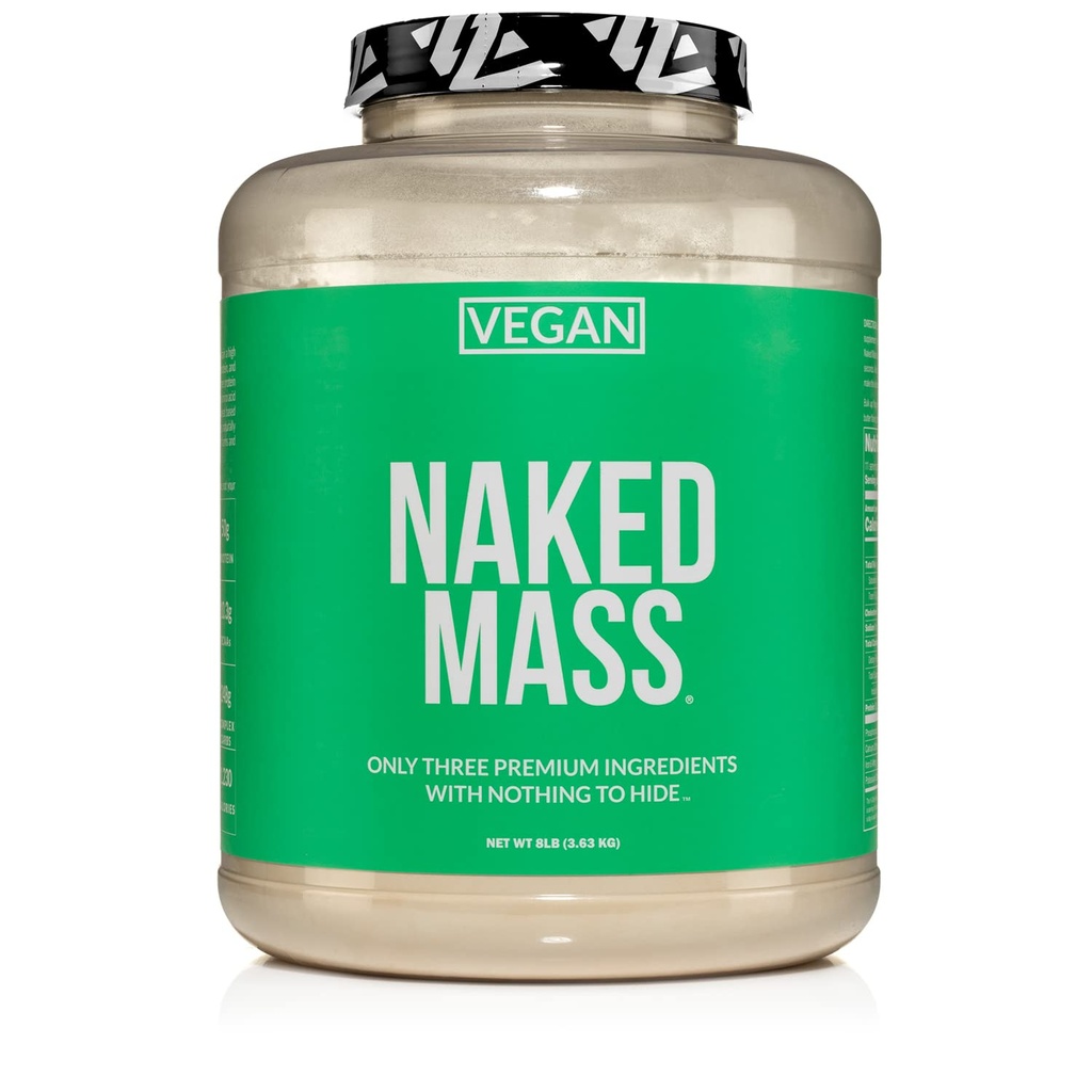 Naked Wegan Mass - Natural Wegan Weight Gainer Protein Powder - 1230 Calories, Non-GMO, Soy & Gluten Free, Brak sztucznych składników - 8LB luzem - 11 Służenie
