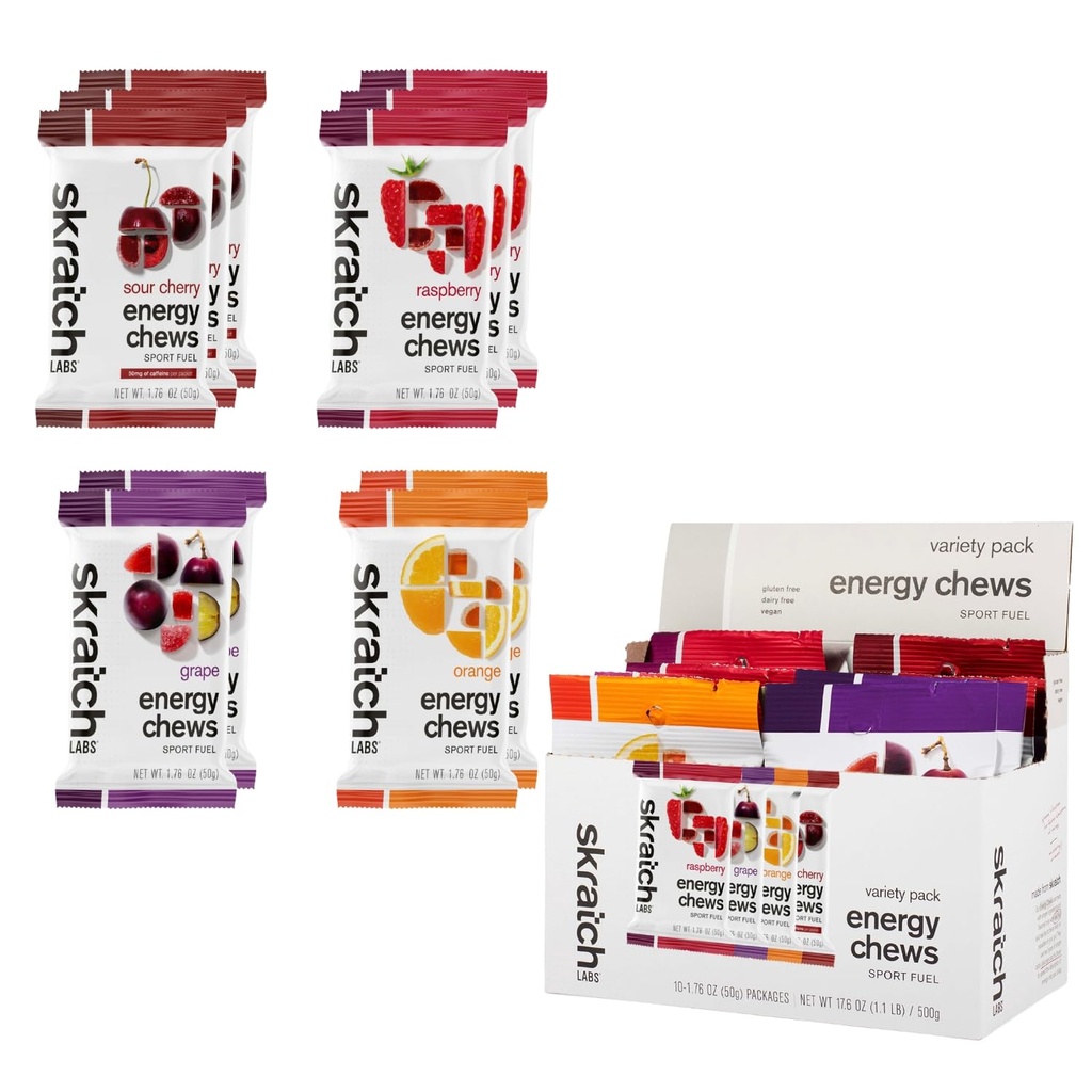 Skratch Labs Energy Chews 124; Gummies for Running, Cycling, and Sports Preformance Budapest 124; Gel Alternative Resource 124; Variety Pack (10 Pack) Nether124; Gluten Free, Vegan
