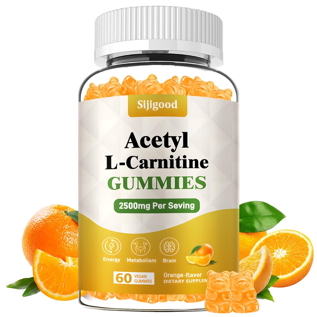 Suplement Acetylo-L-karnityny, Naturalny Suplement Żywieniowy dla Energii Boost, Immunitet, Wegan, Flavor pomarańczowy, 60 Hrabia
