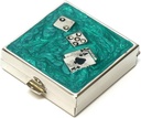 9339 Kwadratowy mały kufel organizator Aqua Green Silver Dice & Cards Kobiety Travel Pill Case Purse Pocket Pocket Container Daily Portable Medicine Vitamina Box Suplement do leków Mini Storage