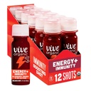 Vive Organic Energy Shot + Immune Support, Immune Defense with Ashwagandha, Green Tea & Kofeina, Gluten Free, Vegan, Energy and Focus, 2 Fl Oz (Opakowanie 12)
