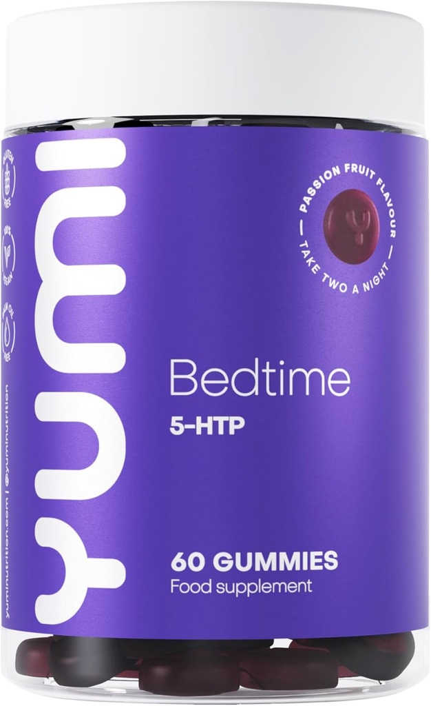 Premium 5- HTP Bedtime Gummies - 100mg Per Serving Bird124; Non-GMO, Gluten- Free, Vegan- Friendly Birdman 124; Passion Fruit Flavor 124; 60 Gummies